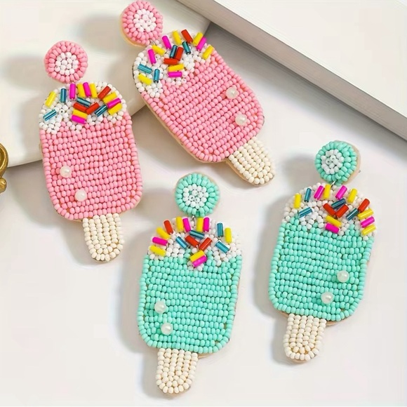 Jewelry - ⚡️FLASH SALE⚡️ Handmade beaded ice cream earrings 🍦